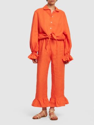 Lněný oblek Sleeper oranžový