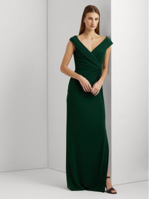 Slim fit priliehavé večerné šaty Lauren Ralph Lauren zelená