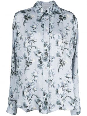 Satenska košulja s cvjetnim printom s printom Bytimo plava