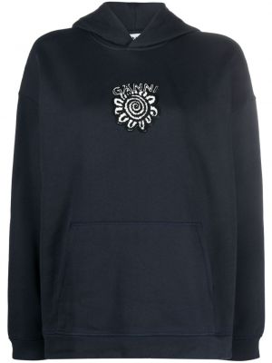 Geblümt hoodie aus baumwoll Ganni blau