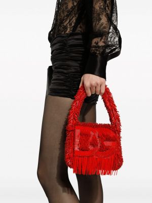 Shopper kabelka s výšivkou Dolce & Gabbana červená