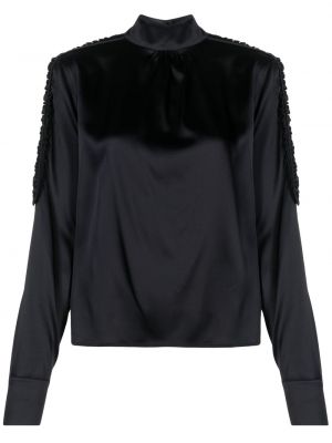 Satenska bluza z volani Pinko črna