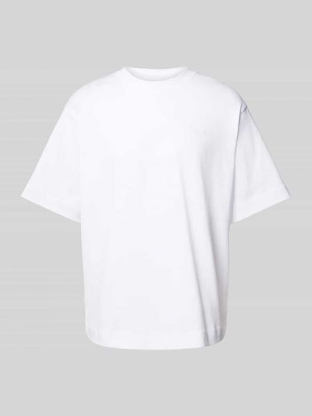 Koszulka bawełniana w jednolitym kolorze Lacoste biała