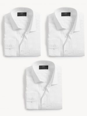 3 шт. рубашек стандартного кроя с длинными рукавами Marks & Spencer белый