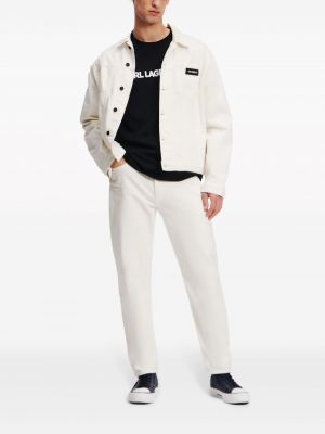 Veste en jean avec applique Karl Lagerfeld blanc