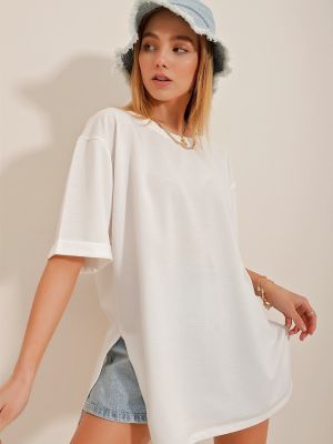 Majica oversized Trend Alaçatı Stili bijela