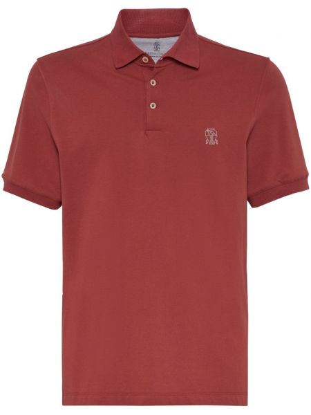 Poloshirt med broderier Brunello Cucinelli rød