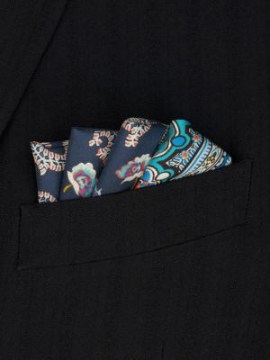 Hedvábná kravata s potiskem s paisley potiskem Etro modrá