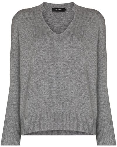 Jersey con escote v de tela jersey Lisa Yang gris