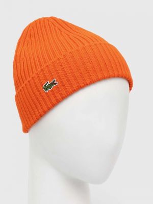 Шерстяная шапка Lacoste оранжевая