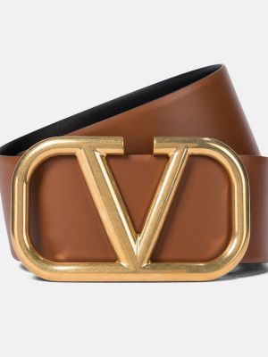 Двусторонний кожаный ремень Valentino Garavani коричневый