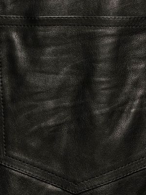 Pantalon droit en cuir Gucci noir