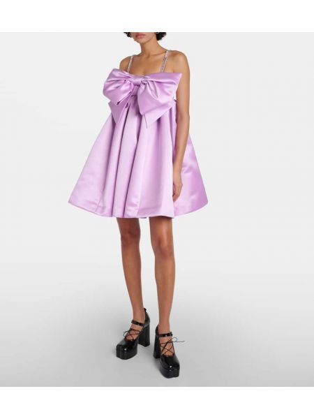 Satynowa sukienka z kokardką Nina Ricci różowa