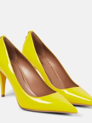 Pantofi cu toc din piele de lac Valentino Garavani galben