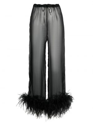 Jedwabne spodnie w piórka Oséree czarne