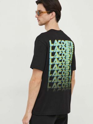 Bavlněné tričko s potiskem Lacoste černé