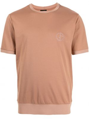 Camiseta con bordado Giorgio Armani marrón