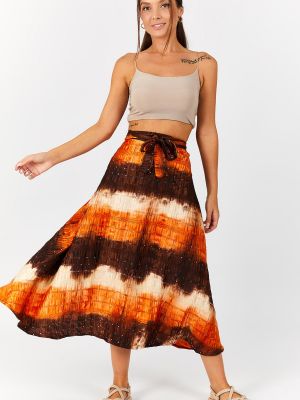 Batikovaná flitrovaná sukňa Armonika oranžová