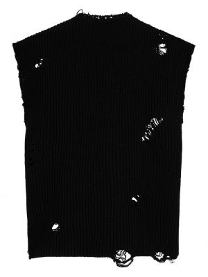 Pletená vesta s oděrkami s potiskem Dsquared2 černá