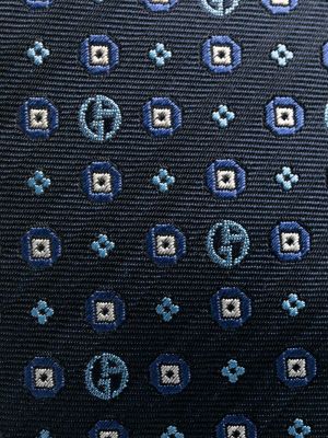 Jedwabny krawat żakardowy Giorgio Armani niebieski