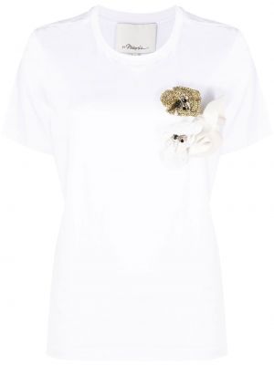 Gėlėtas medvilninis marškinėliai 3.1 Phillip Lim balta