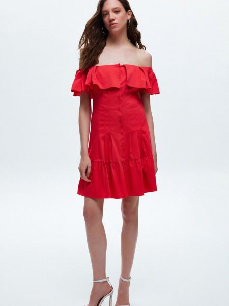 Платье мини с рюшами Adl красное