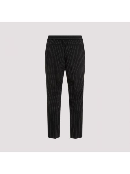 Obcisłe spodnie wełniane w paski Ami Paris czarne
