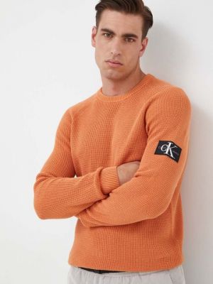 Хлопковый свитер Calvin Klein Jeans оранжевый