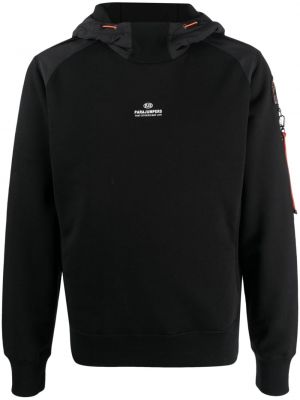 Kokvilnas kapučdžemperis ar apdruku Parajumpers melns