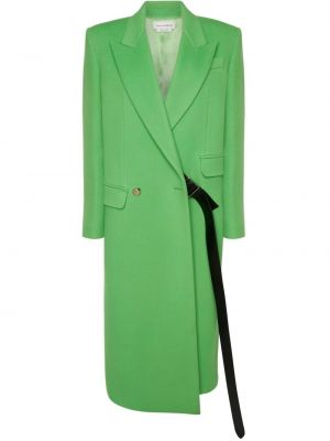 Μάλλινο παλτό Alexander Mcqueen πράσινο