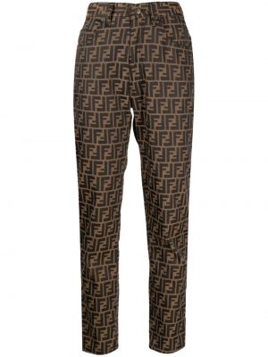 Rovné kalhoty s vysokým pasem s knoflíky na zip Fendi Pre-owned