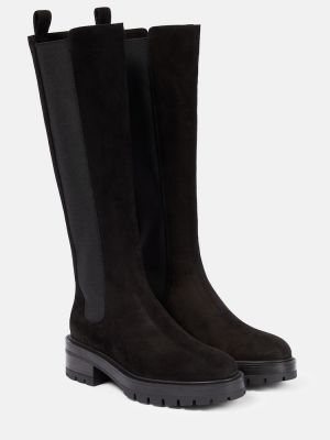 Zomšinės chelsea stiliaus batai Aquazzura juoda