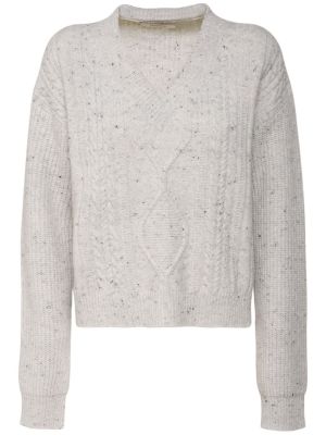Vlněný svetr s výstřihem do v Max Mara šedý