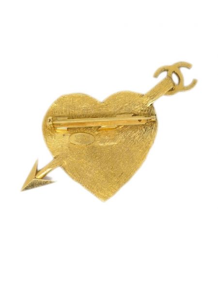 Broszka z kokardką w serca Chanel Pre-owned złota