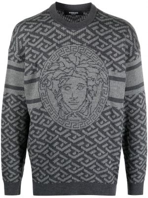 Жакардов пуловер Versace сиво