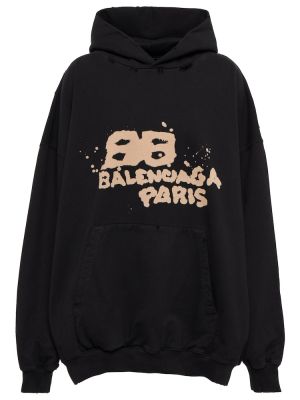 Oversize hoodie aus baumwoll Balenciaga schwarz
