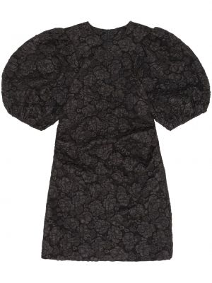 Mini obleka iz žakarda Ganni črna