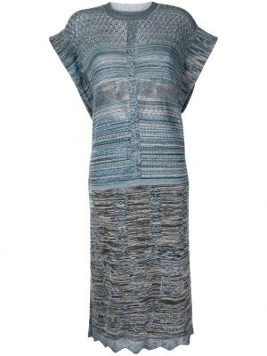 Pruhované bavlněné pletené šaty Mame Kurogouchi - modrá