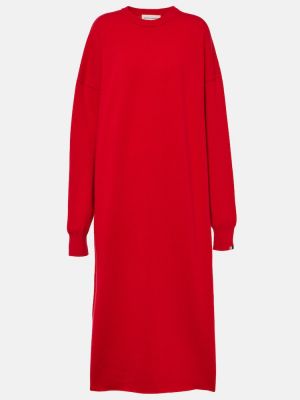 Vestido midi de cachemir con estampado de cachemira Extreme Cashmere rojo