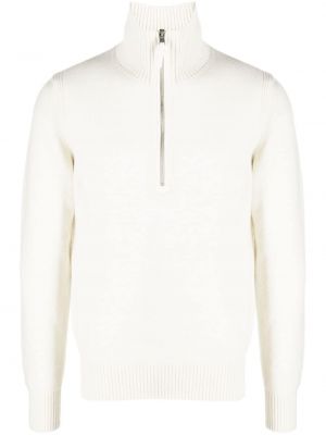 Плетен пуловер с цип Tom Ford бяло