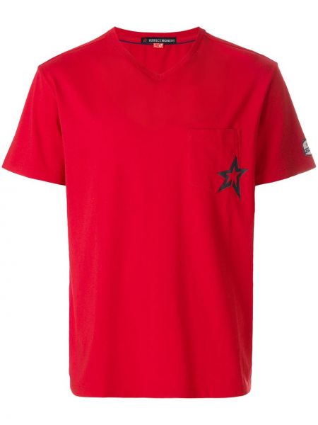 Camiseta con escote v de estrellas Perfect Moment rojo