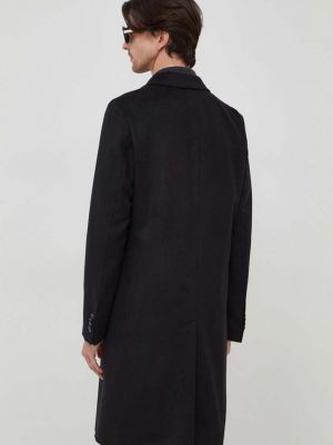 Vlněný kabát Boss černý