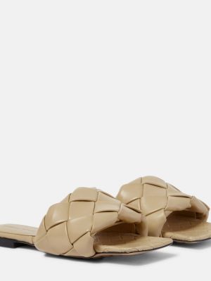 Kožené sandály Bottega Veneta béžové