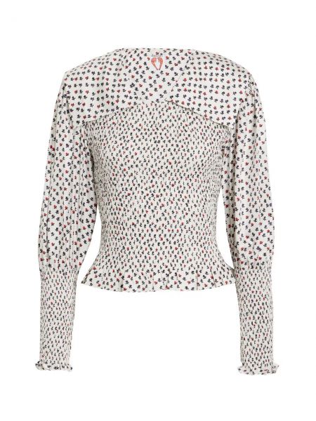 Блузка Vincent из шелкового атласа с оборками и сборками Shrimps, Off-white
