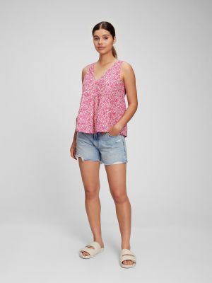 Φλοράλ βαμβακερό πουκάμισο Gap ροζ