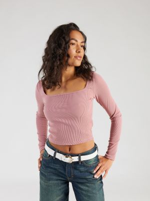 Marškinėliai ilgomis rankovėmis Hollister rožinė