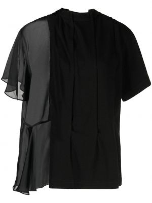 Bluzka bawełniana asymetryczna Sacai czarna