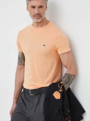 Памучна тениска с дълъг ръкав Lacoste оранжево