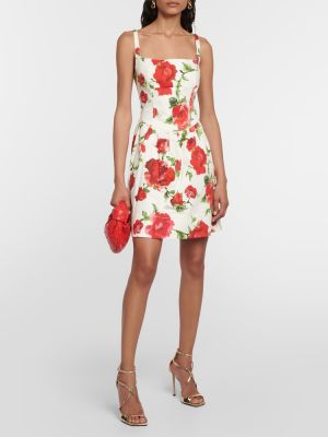 Květinové bavlněné šaty Carolina Herrera bílé