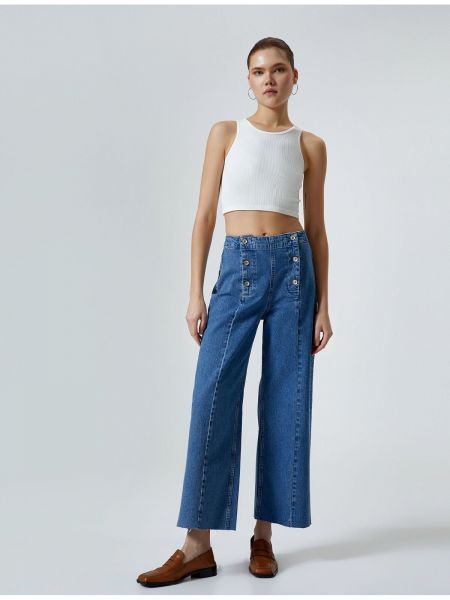 Voľné džínsy s vysokým pásom na gombíky Koton